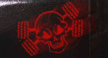 Custom Vinyl Graphic - Skull and Tires/Axles Custom Vinyl Graphic - Skull and Tires/Axles