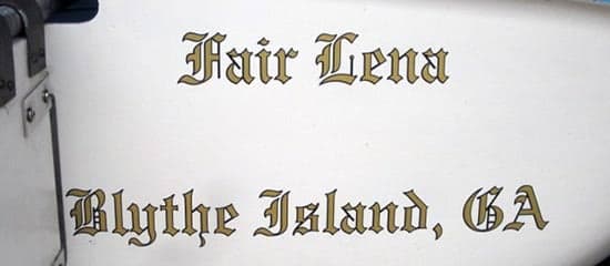Custom Vinyl Boat Lettering