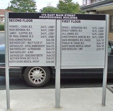 Vinyl Lettering for Directory Sign