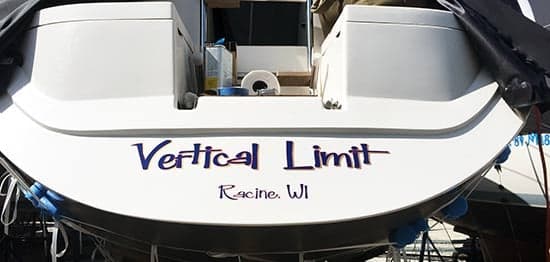 Custom Vinyl Boat Lettering