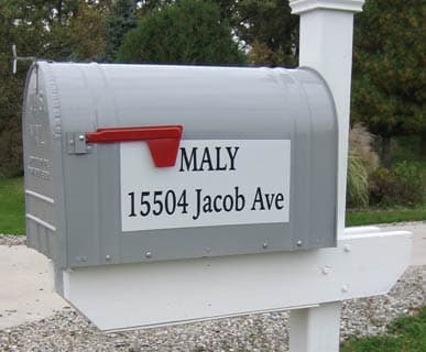 Mailbox Lettering with Reflective White Background Mailbox Lettering with Reflective White Background