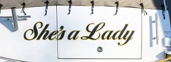 Custom Vinyl Lettering Boat Name
