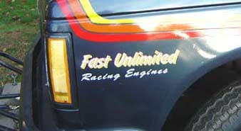 Custom vinyl lettering on a vehicle Custom vinyl lettering on a vehicle