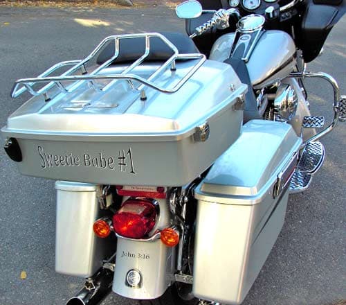 Lettering on a motorcycle
