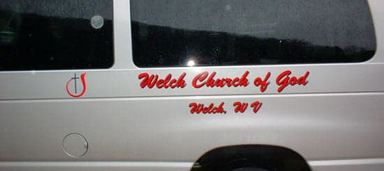 Custom Vinyl Lettering For Church Van