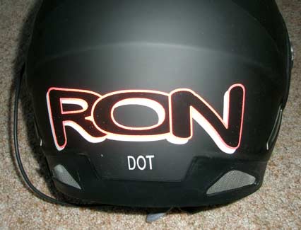 Lettering on a snowmobile helmet Lettering on a snowmobile helmet