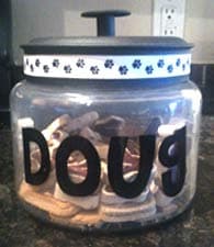 Lettering on dog treat jars Lettering on dog treat jars