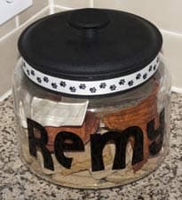 Lettering on dog treat jars Lettering on dog treat jars