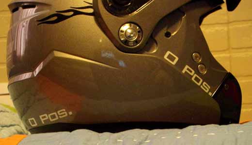Lettering on a motorcycle helmet