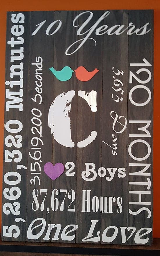 Custom Vinyl Lettering For Anniversary Gift