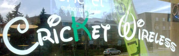 Custom vinyl lettering on a window