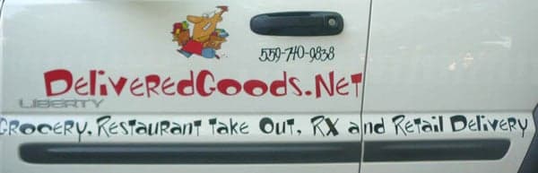 Vinyl lettering on a vehicle Vinyl lettering on a vehicle