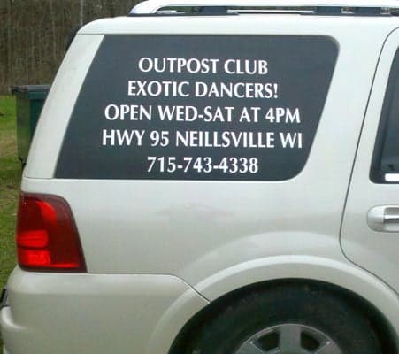 Vinyl lettering on a vehicle Vinyl lettering on a vehicle