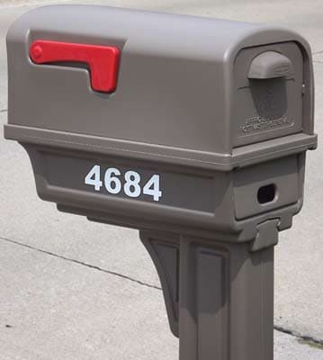 Vinyl numbers on a mailbox Vinyl numbers on a mailbox