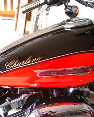 Custom lettering on a motorcycle