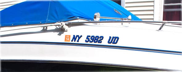 Vinyl lettering on a boat