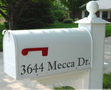 Vinyl numbers on a mailbox Vinyl numbers on a mailbox