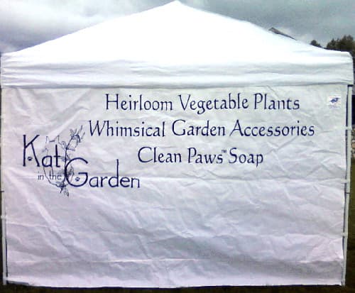 Custom vinyl lettering on a booth