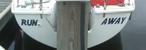 Vinyl lettering on a boat