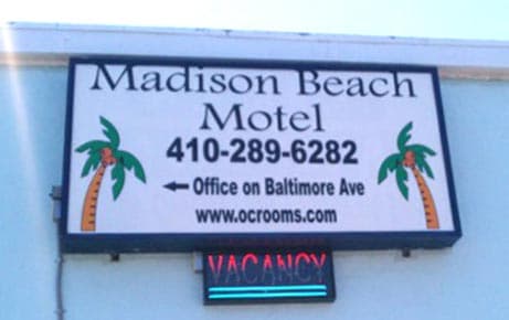 Vinyl graphics and lettering on a sign