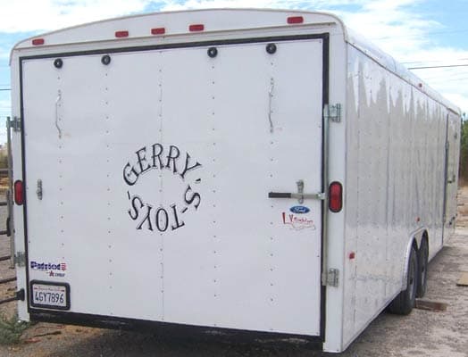 Vinyl lettering on a trailer