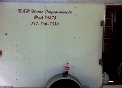 Vinyl lettering on a trailer