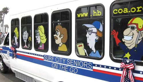 Static Cling graphics on a bus Static Cling graphics on a bus