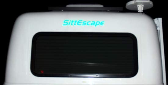 Vinyl lettering on a camping trailer Vinyl lettering on a camping trailer
