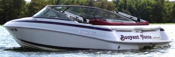 Vinyl lettering on a boat