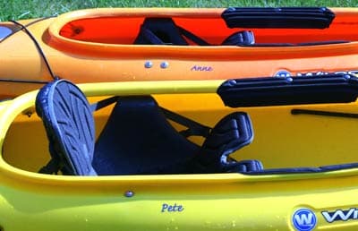 Custom vinyl lettering on a kayak Custom vinyl lettering on a kayak