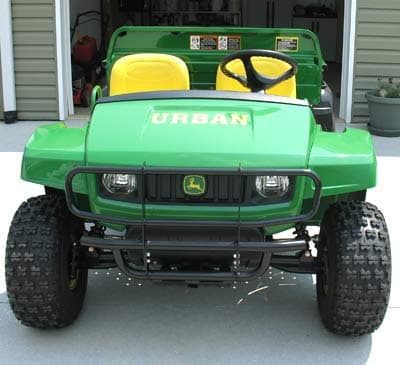 Vinyl lettering on a John Deere Gator