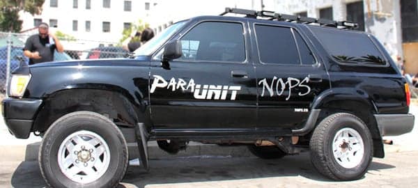Custom vinyl decals on a vehicle