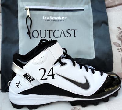 Custom vinyl numbers and lettering on football cleats Custom vinyl numbers and lettering on football cleats