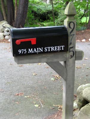 Vinyl letters and numbers on a mailbox Vinyl letters and numbers on a mailbox