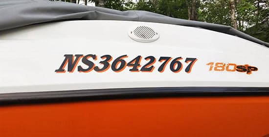 Custom Vinyl Boat Registration Numbers