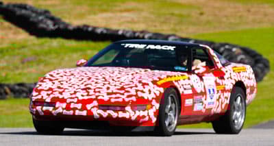 Custom lettering and graphics on a racecar.