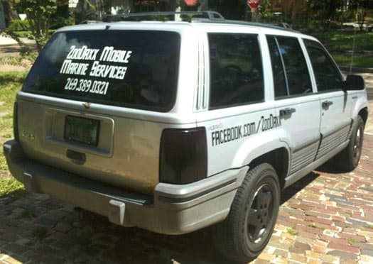 Custom lettering on a vehicle