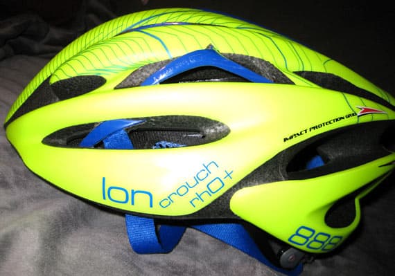 Vinyl lettering on a helmet