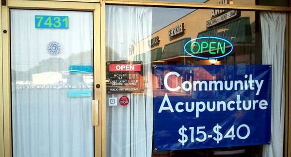 Vinyl decal on a store front window