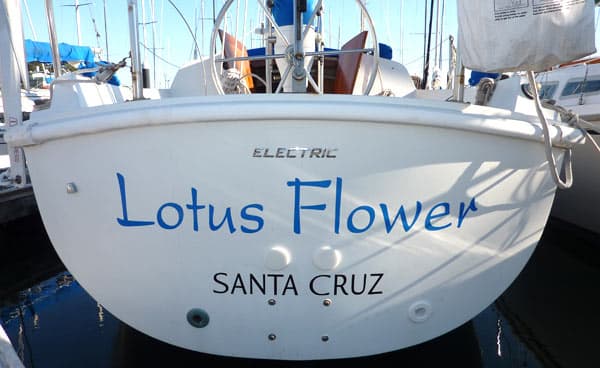 Custom lettering on a boat