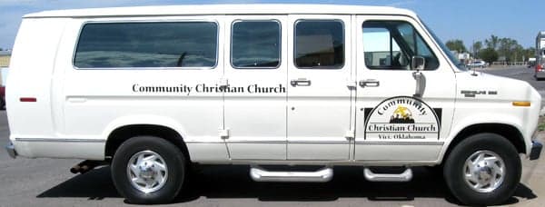 Vinyl lettering and logo on a van Vinyl lettering and logo on a van