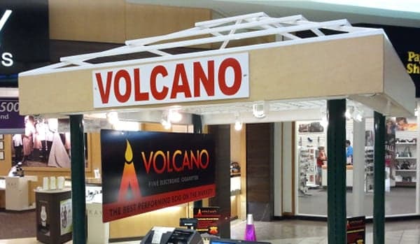 Custom vinyl lettering on a mall kiosk Custom vinyl lettering on a mall kiosk