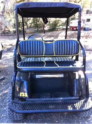 Vinyl lettering on a golfcart. Vinyl lettering on a golfcart.