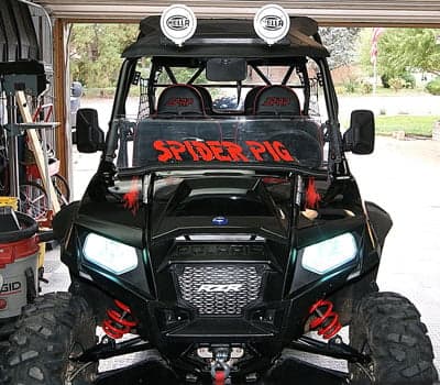 Custom vinyl lettering on an ATV Custom vinyl lettering on an ATV