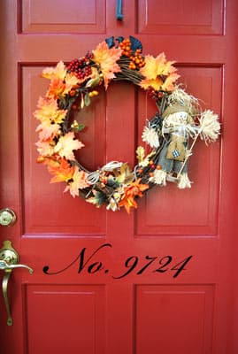 Custom Vinyl Lettering on a front door