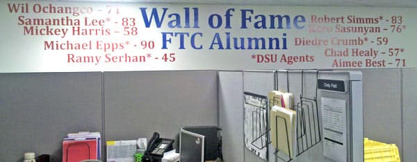 Custom lettering on an office wall
