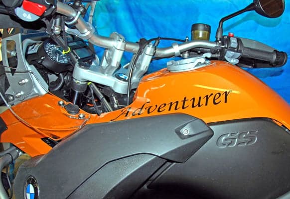 Custom lettering on a motorcycle fuel tank