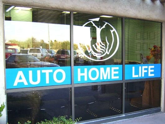Custom graphic and lettering on a window Custom graphic and lettering on a window