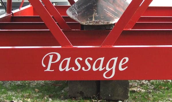 Custom lettering on a boat