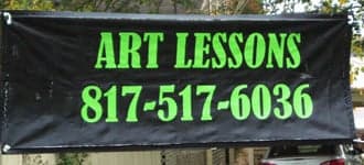 Lettering on a vinyl banner